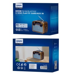 Radio portatil Am-Fm Bluetooth 5.0 con Antena YH0002 / 1200Mah / Altavoz externo / Mp3 MicroSD - Usb / Aux / Mayou / 7600029